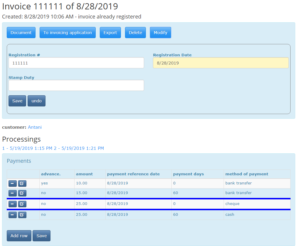 invoice details